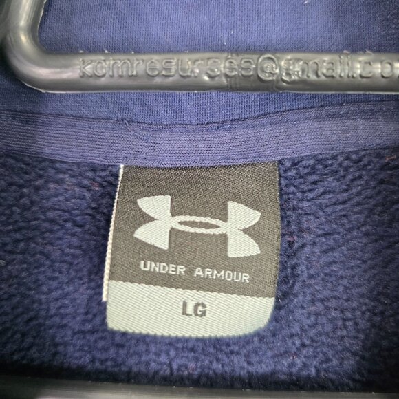 Mens Under Armour Blue Fleece Full Zip Jacket 100% Polyester Long Sleeve Size L - Picture 2 of 8